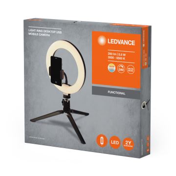 Ledvance - LED Димируема настолна лампа със стойка и държач за влогване LED/5,5W/USB 3000/4000/6500K