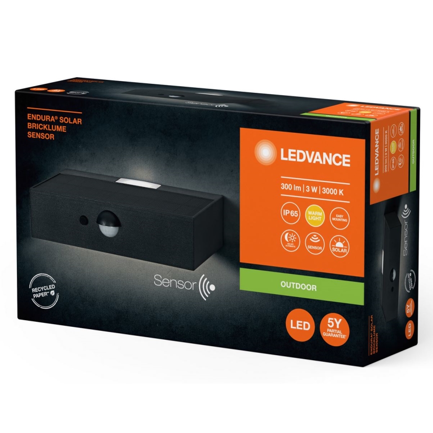 Ledvance - LED Соларен аплик със сензор ENDURA SOLAR LED/3W/4,2V IP65