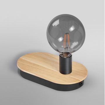 Ledvance - Сензорна настолна лампа с USB connector DECOR WOOD 1xE27/8W/230V каучуков фикус