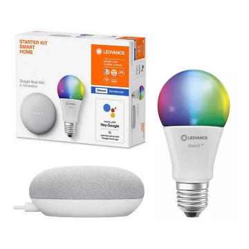 Ledvance - Смарт тонколона Google Nest Mini + LED RGBW димируема крушка SMART+ A60 E27/60W/230V