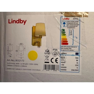 Lindby - Аплик AIDEN 1xE14/40W/230V + LED/3,1W/230V