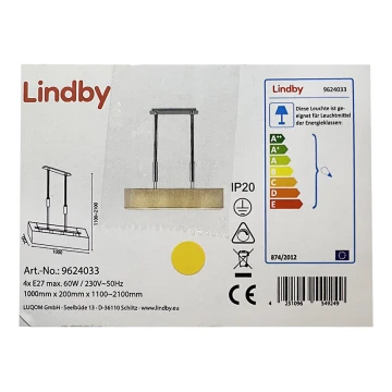 Lindby - Димируем пендел MARIAT 4xE27/60W/230V