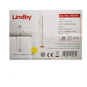 Lindby - Лампион JOST 1xE27/10W/230V + 1xE14/5W