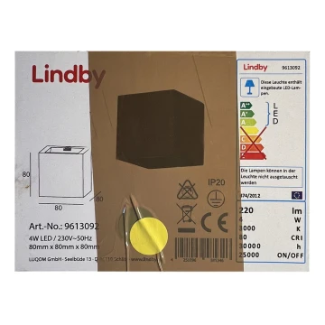 Lindby - LED Аплик QUASO LED/4W/230V бетон