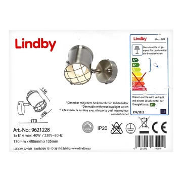 Lindby - LED Димируем аплик EBBI 1xE14/5W/230V