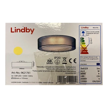 Lindby - LED Димируем плафон AMON 3xLED/12W/230V