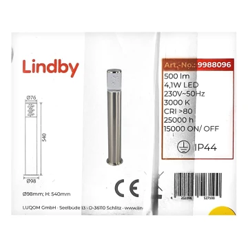 Lindby - LED Екстериорна лампа BELEN LED/4,1W/230V IP44