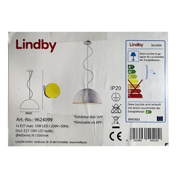 Lindby - LED RGB Димируем пендел CAROLLE LED/10W/230V Wi-Fi Tuya