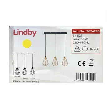 Lindby - Пендел ELDA 3xE27/60W/230V