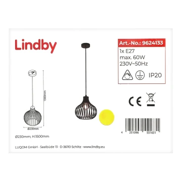 Lindby - Пендел FRANCES 1xE27/60W/230V