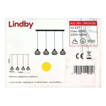 Lindby - Пендел FRANCES 4xE27/60W/230V