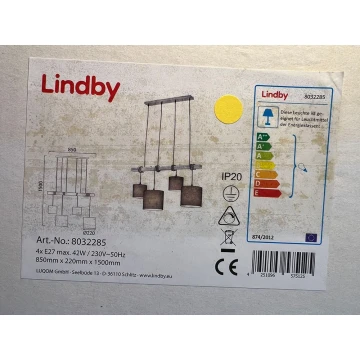 Lindby - Пендел RUKAIA 4xE27/42W/230V