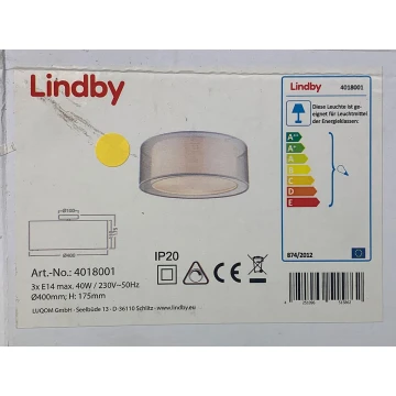 Lindby - Плафон NICA 3xE14/40W/230V