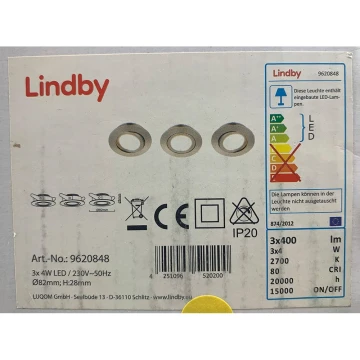 Lindby - К-кт 3x LED Лампа за окачен таван ANDREJ LED/4W/230V