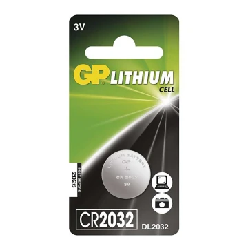 Литиева батерия плоска CR2032 GP LITHIUM 3V/220 mAh