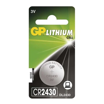 Литиева батерия плоска CR2430 GP LITHIUM 3V/300 mAh