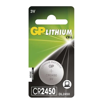 Литиева батерия плоска CR2450 GP LITHIUM 3V/600 mAh