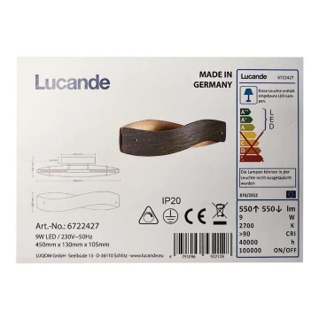 Lucande - LED Аплик LIAN LED/9W/230V