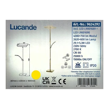 Lucande - LED Димируем лампион PARTHENA LED/29,1W/230V + LED/5,3W/230V