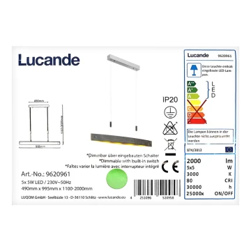 Lucande - LED Димируем пендел LIO 5xLED/5W/230V