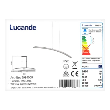 Lucande - LED Пендел LORIAN LED/19W/230V