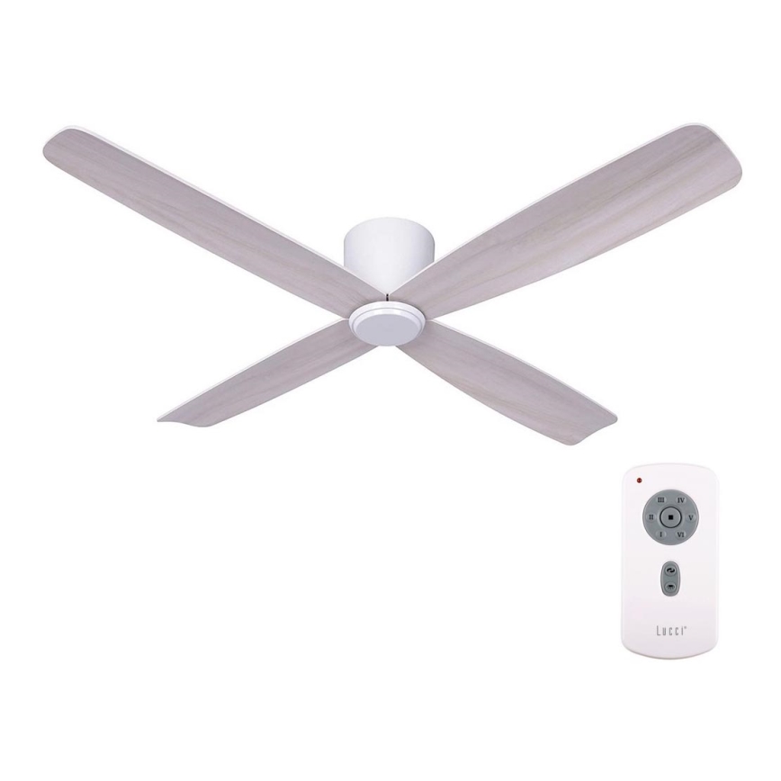 Lucci air 210986 - Вентилатор за таван FRASER бял/дърво + дистанционно управление