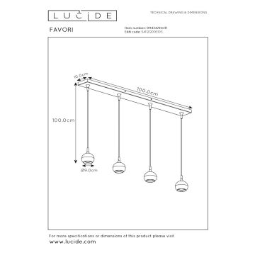 Lucide 09434/04/31 - Висящ полилей FAVORI 4xGU10/5W/230V бял