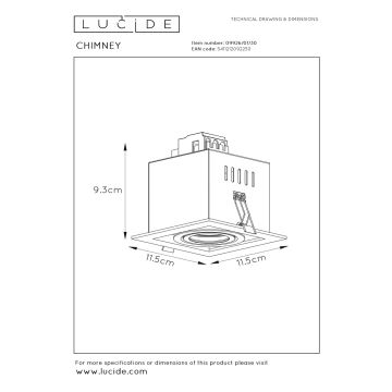 Lucide 09926/01/30 - Димируема лампа за вграждане CHIMNEY 1xGU10/50W/230V