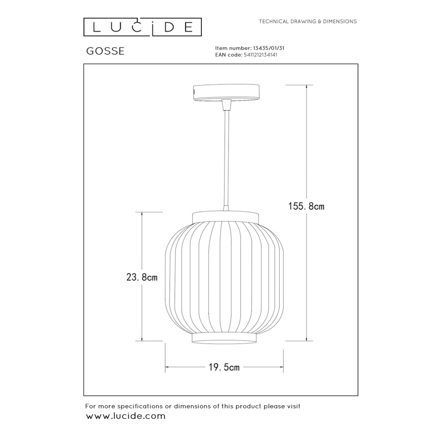 Lucide 13435/01/31 - Висящ полилей GOSSE 1xE27/40W/230V