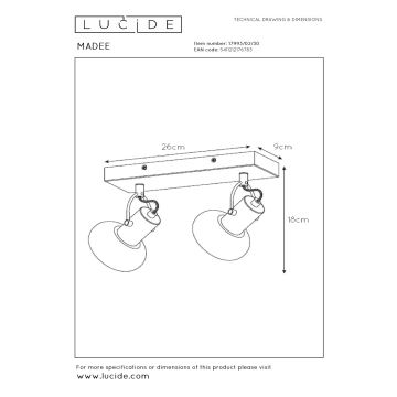 Lucide 17993/02/30 - Спот MADEE 2xE14/25W/230V