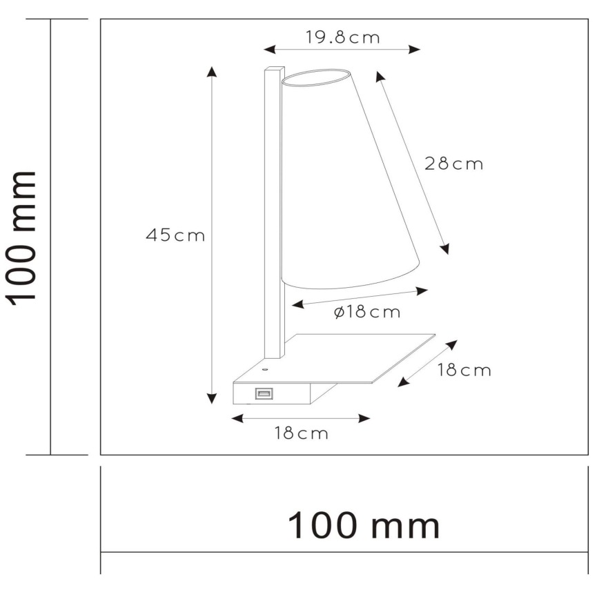 Lucide 30295/01/30 - Димируема настолна лампа GREGORY 1xE27/60W/230V USB черен