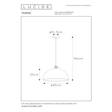 Lucide 30485/40/41 - Висящ полилей MARNE 1xE27/60W/230V бежов