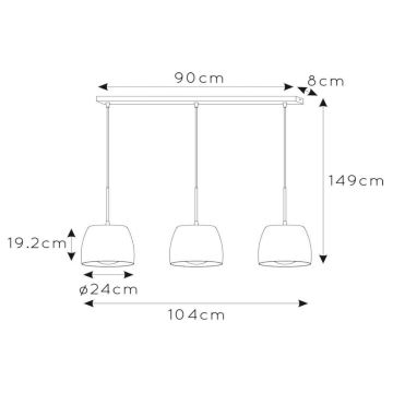 Lucide 30488/03/30 - Висящ полилей NOLAN 3xE27/40W/230V черен