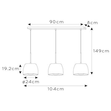 Lucide 30488/03/33 - Висящ полилей NOLAN 3xE27/40W/230V зелен