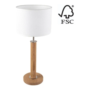 Настолна лампа BENITA 1xE27/60W/230V 61 см бял/дъб – FSC сертифицирано