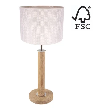 Настолна лампа BENITA 1xE27/60W/230V 61 см кремав/дъб – FSC сертифицирано