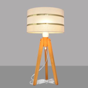 Настолна лампа HELEN 1xE27/60W/230V кремав/златист/дъб
