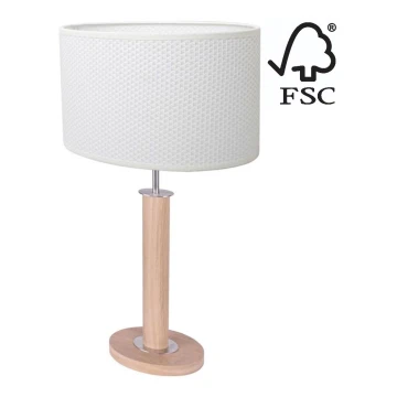 Настолна лампа MERCEDES 1xE27/40W/230V 60 см бял/дъб – FSC сертифицирано