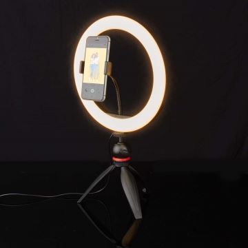 LED Димируема лампа със статив и поставка за влогове LED/6W/USB 2700-6700K
