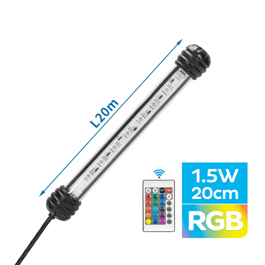 Nobleza - LED RGB Осветление за аквариум LED/1,5W/230V IPX7 + дистанционно управление