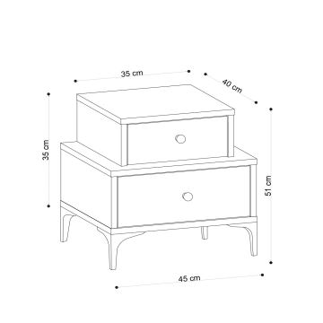 Нощно шкафче ALBERO 51x45 см бежово/черно