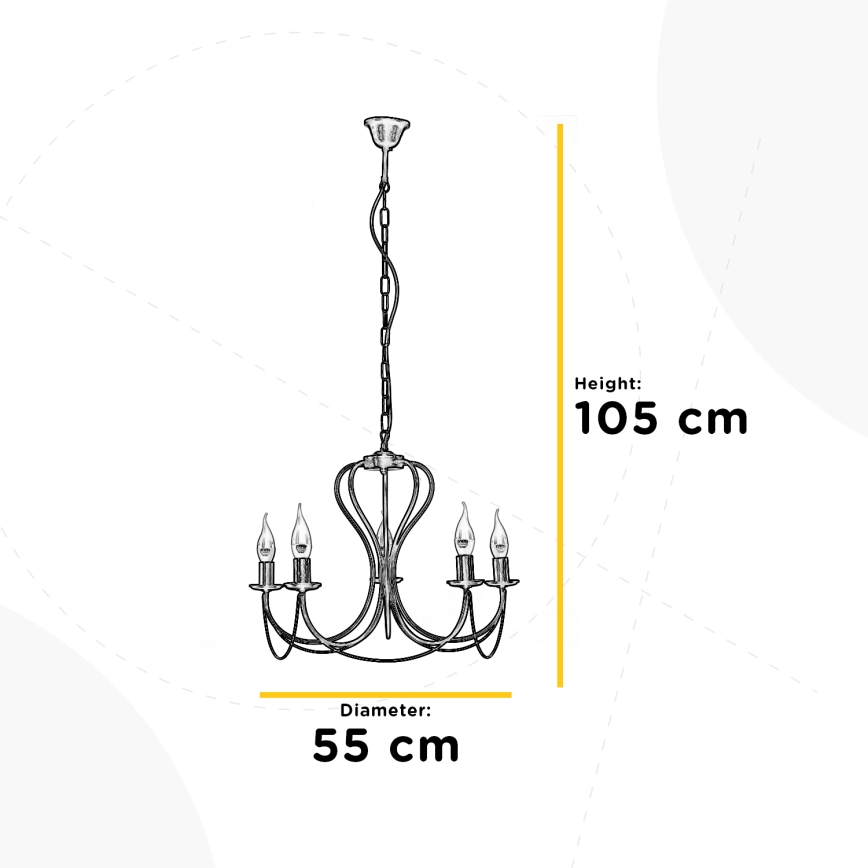 ONLI - Пендел CANDELA 5xE14/6W/230V бял