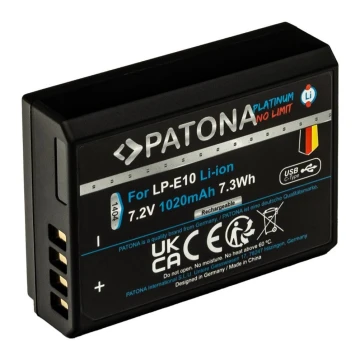 PATONA - Батерия Canon LP-E10 1020mAh Li-Ion Platinum USB-C зареждане