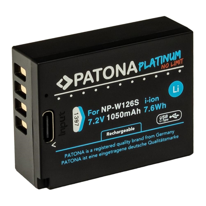 PATONA - Батерия Fuji NP-W126S 1050mAh Li-Ion Platinum USB-C зареждане