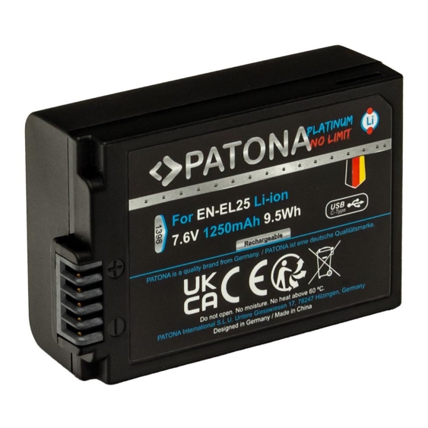 PATONA - Батерия Nikon EN-EL25 1250mAh Li-Ion Platinum USB-C зареждане