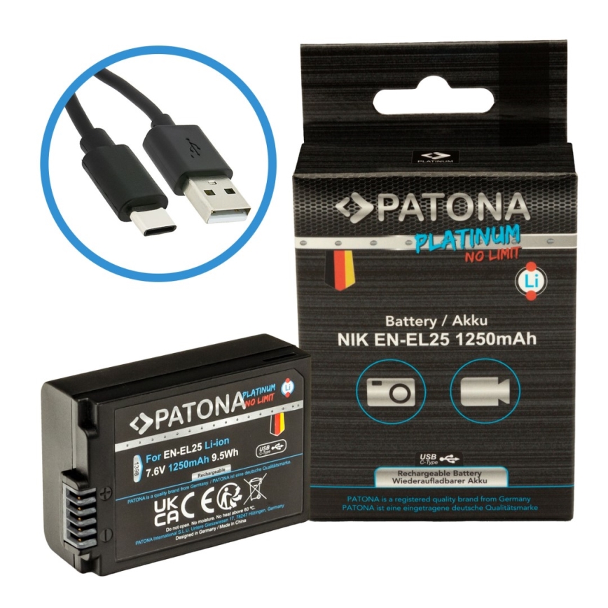 PATONA - Батерия Nikon EN-EL25 1250mAh Li-Ion Platinum USB-C зареждане