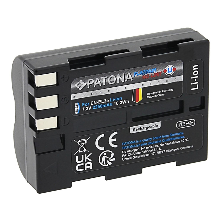 PATONA - Батерия Nikon EN-EL3E 2250mAh Li-Ion Platinum USB-C зареждане