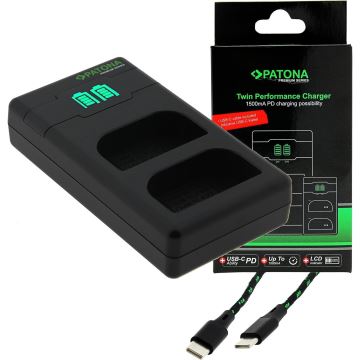 PATONA - Бързо зарядно Dual Olympus BLX-1 + кабел USB-C 0,6м