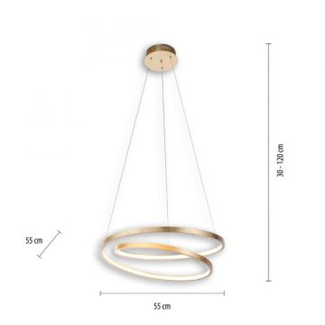 Paul Neuhaus 2472-12 - LED Димируем висящ полилей ROMAN LED/30W/230V златист