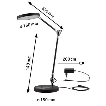 Paulmann 78010 - LED/11W Димируема сензорна настолна лампа NUMIS 230V 2700/4000/6500K черен